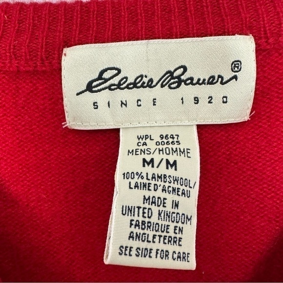 Vintage Eddie Bauer Mens V-Neck 100% Lambswool Sweaters size Medium - Picture 3 of 7